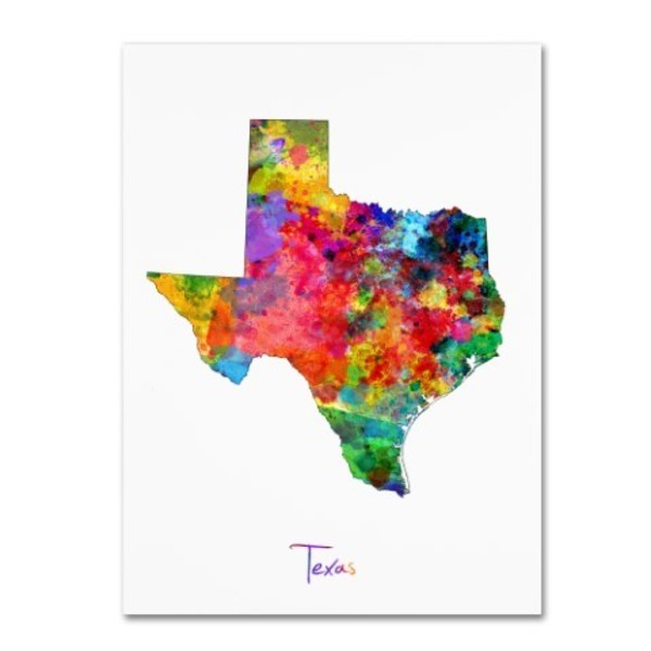 Trademark Fine Art Michael Tompsett 'Texas Map' Canvas Art, 18x24 MT0673-C1824GG